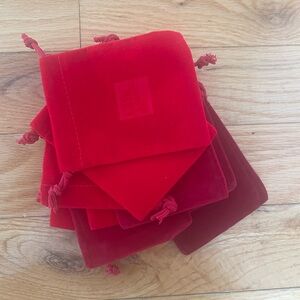 Velvet Drawstring Pouches - Red